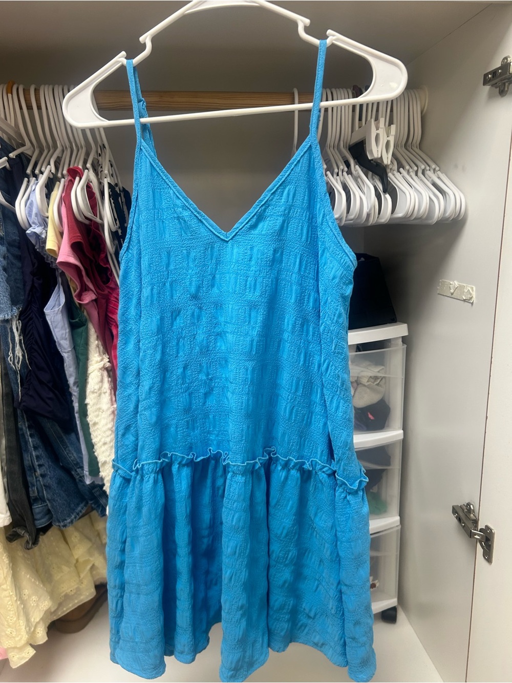 SHEIN Bright Blue Spaghetti Strap Mini Dress